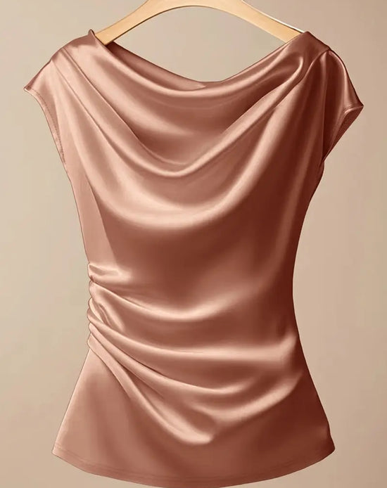 Rose Satin Drape Top