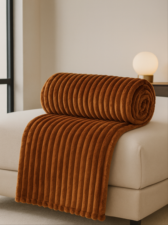 Velour Stripe Blanket ruoste