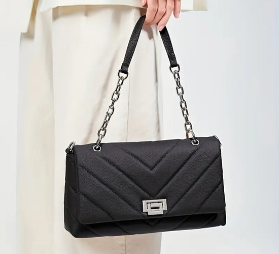 Urban Chain Leather Bag musta