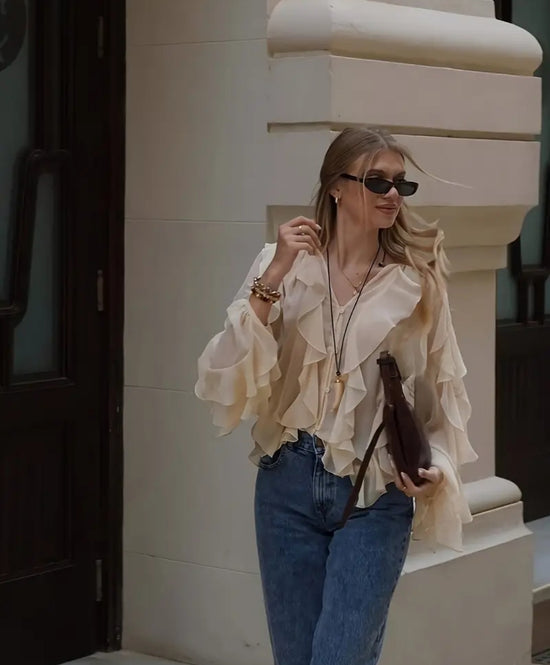 Elfenbein-Rüschen-Traum – sifonkipaita