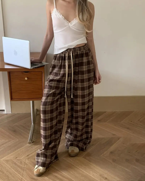 Cozy Check Wide Pants – Ruutukuosiset Loungehousut