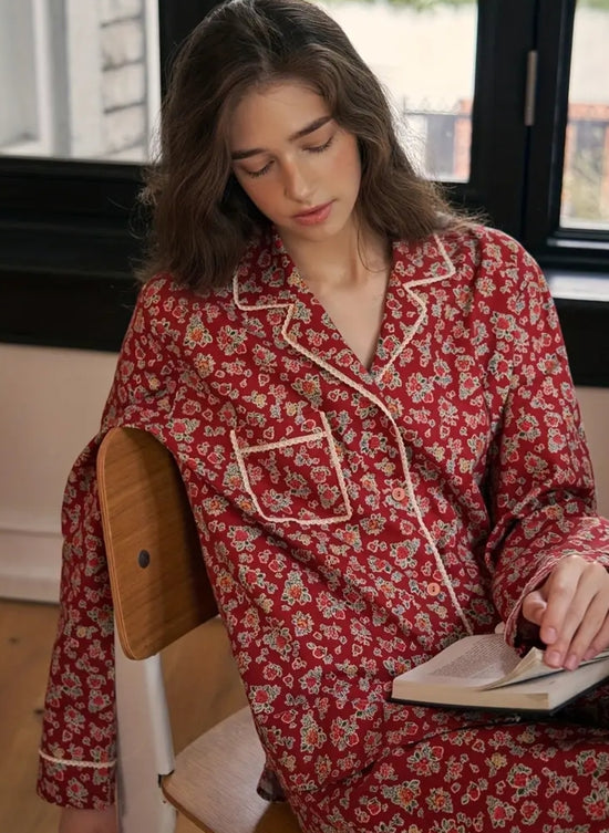 Pyjama-Set „Crimson Bloom“