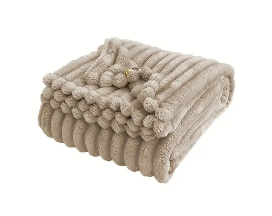 Velour Stripe Blanket beige