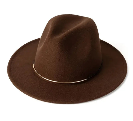 Elegant Wool Fedore hattu coffee