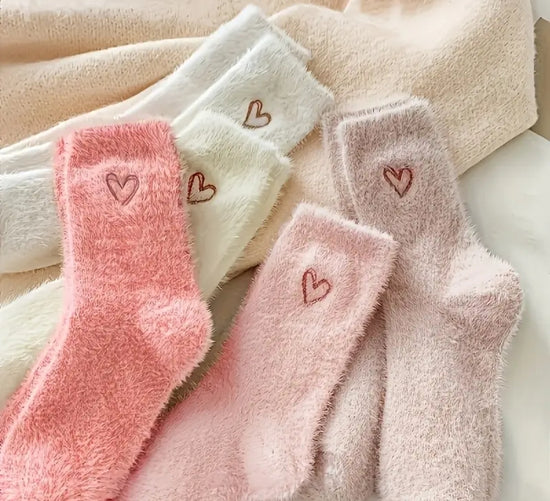 Herz-Kuschelsocken – 3 Stück