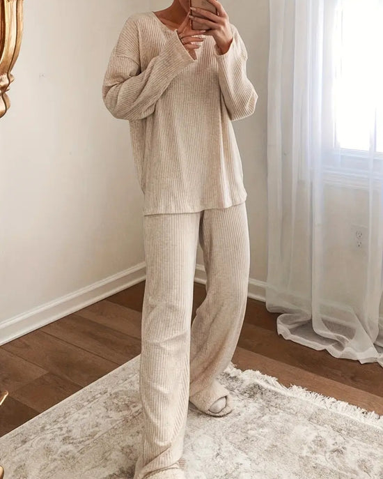 🕊️ Luxe Lounge Set – Cozy Cream