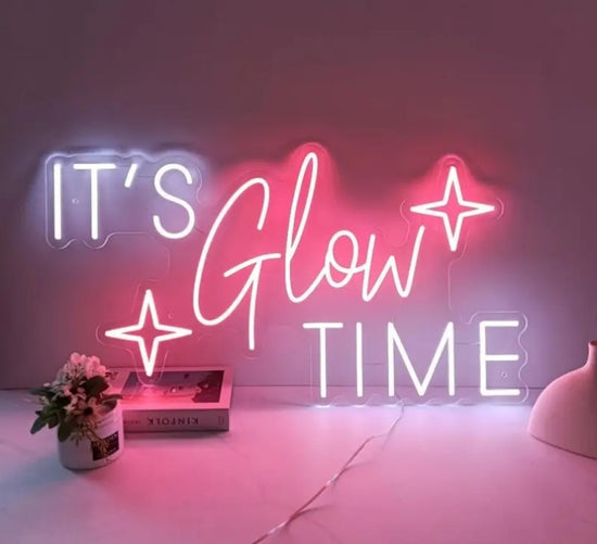 It’s Glow Time – LED Neon -valokyltti (45×24 cm) 💖