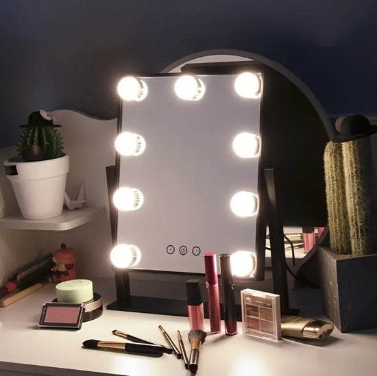 ✨ Hollywood Glow Mirror – Small Black ✨