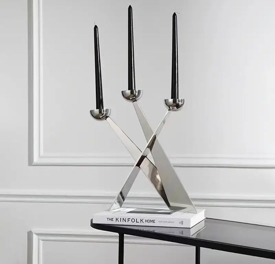 Sweden Hopeanhohtoinen 3-Osainen Kynttilänjalka