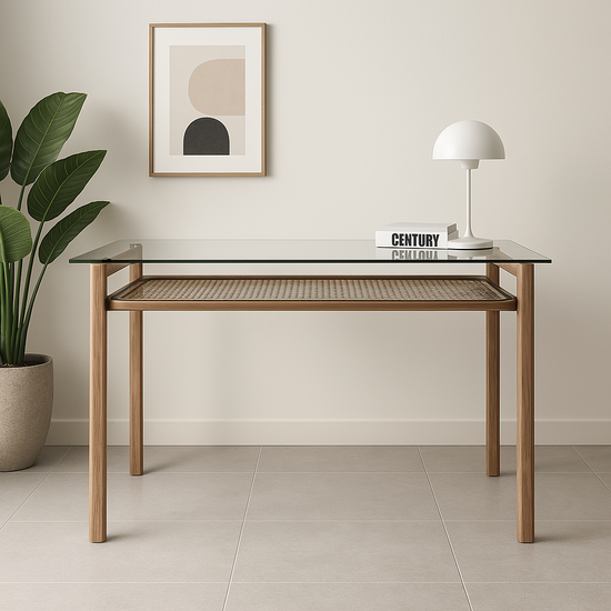 LINA rottinki-lasitettu työpöytä 110 cm