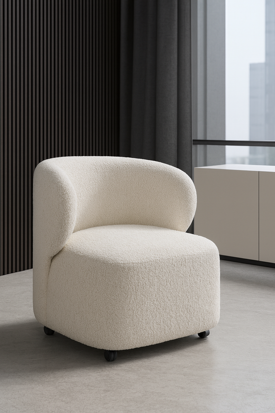 Cozy Cloud Bouclé-nojatuoli white