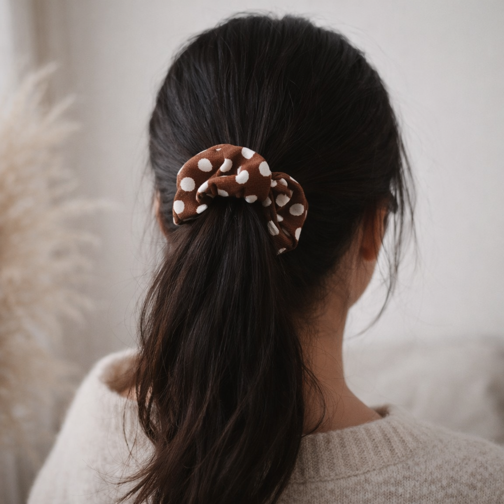 Pehmeät Scrunchiet – Teddy & Pilkullinen ruskea