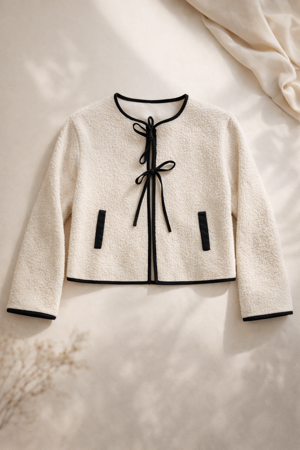 Elegantti Teddy-takki - Kermavalkoinen M