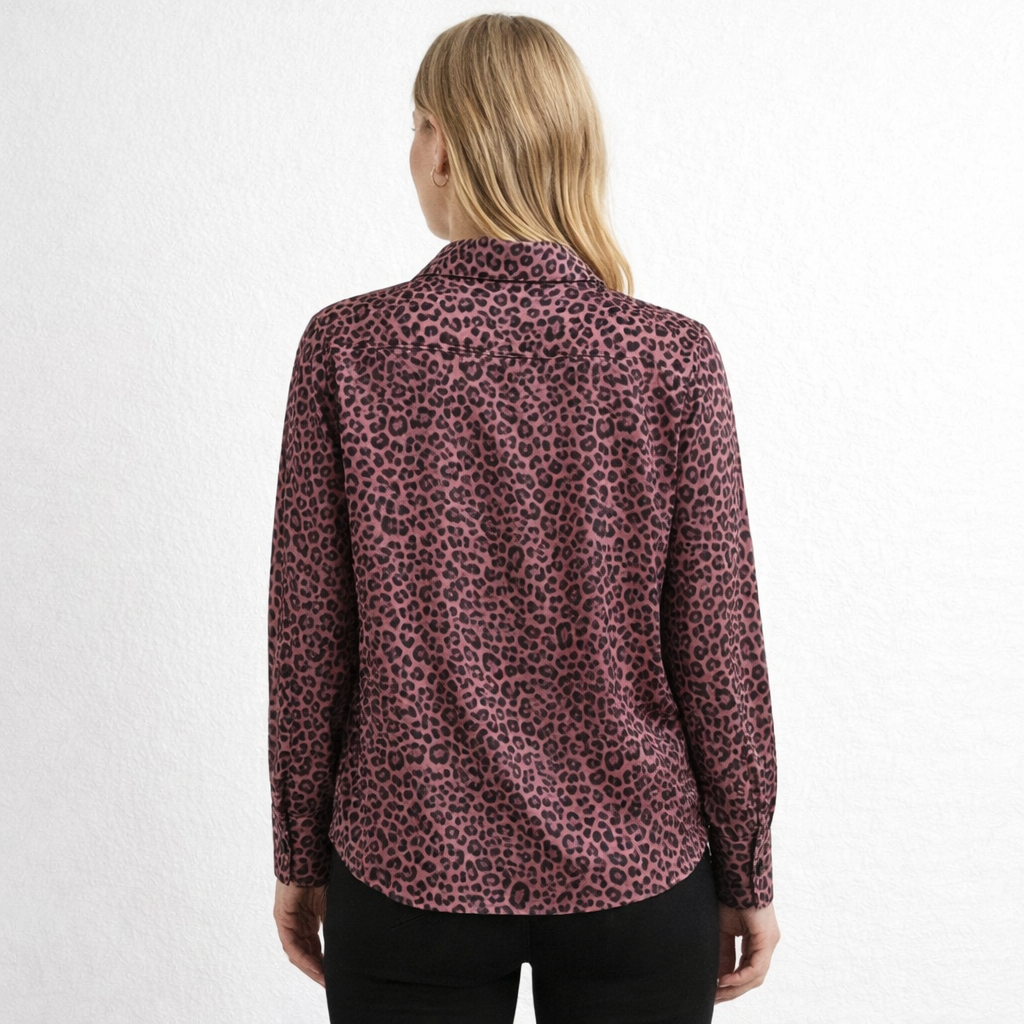 Leopardi-printattu paita, dusty rose – koko S