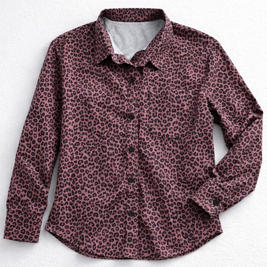 Leopardi-printattu paita, dusty rose – koko S