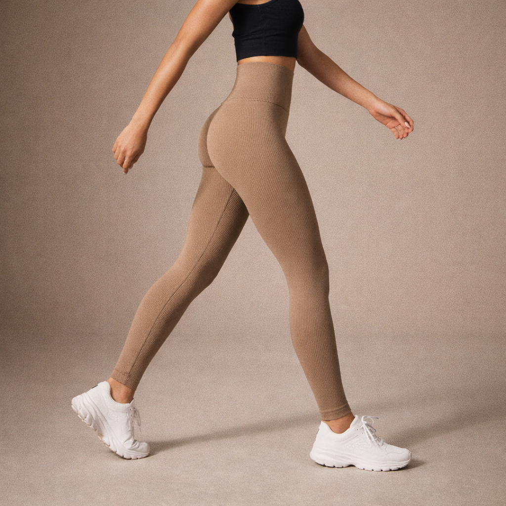 Ribatut high-waist leggingsit – Khaki | Koko M