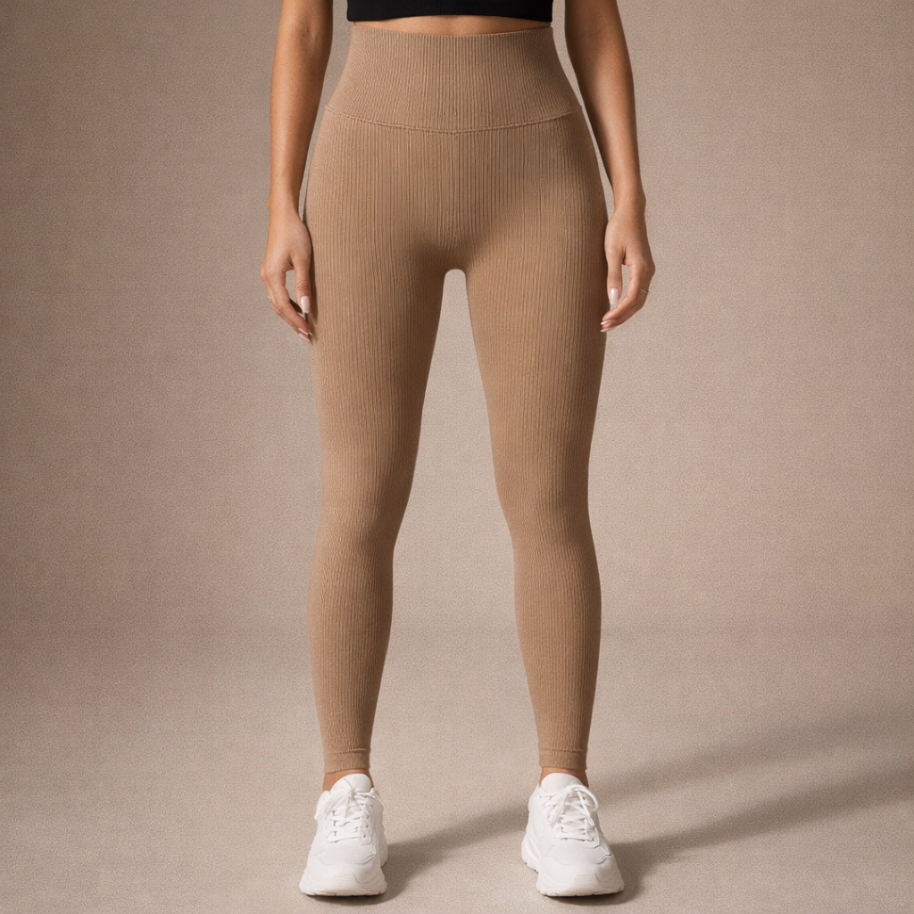 Ribatut high-waist leggingsit – Khaki | Koko M