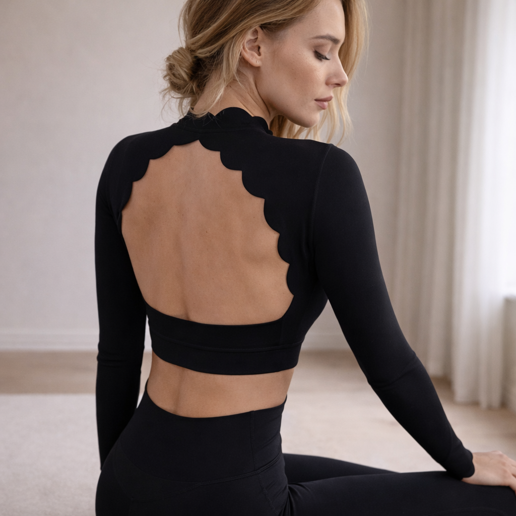 Scallop Sculpt Long Sleeve Top
