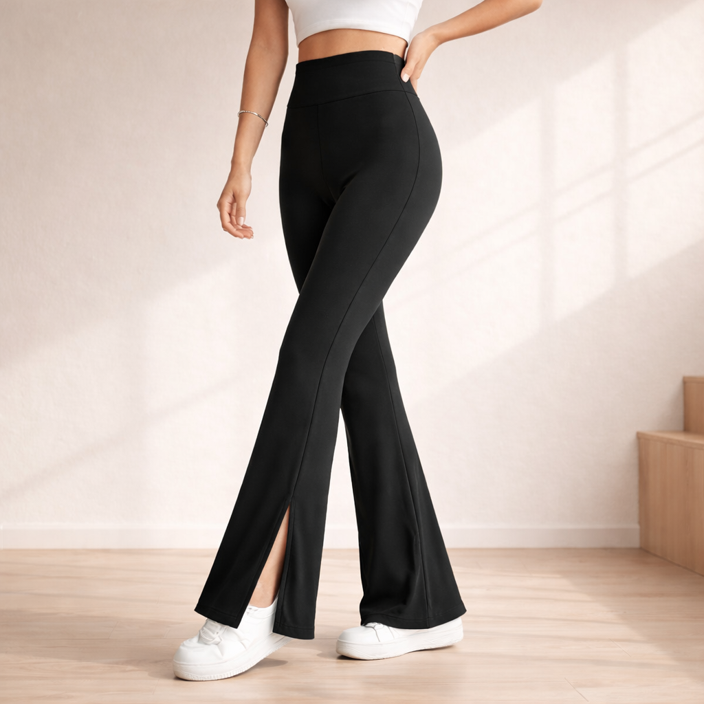 Mustat High Waist Flared -housut (koko M)