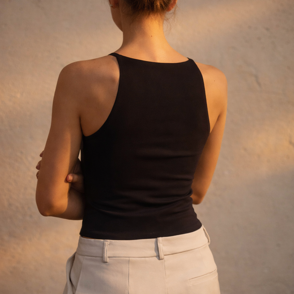 Minimal Halter Top – Musta