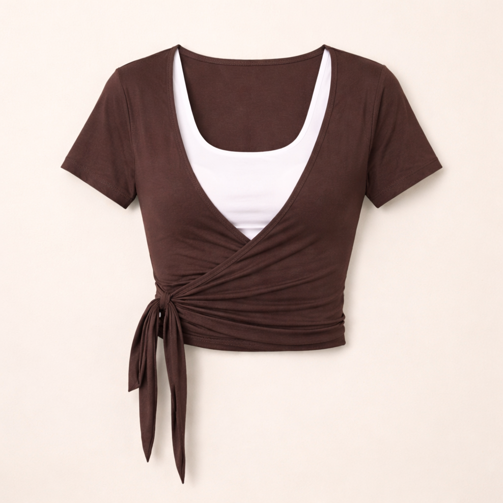 Studio Wrap Top – Coffee Brown