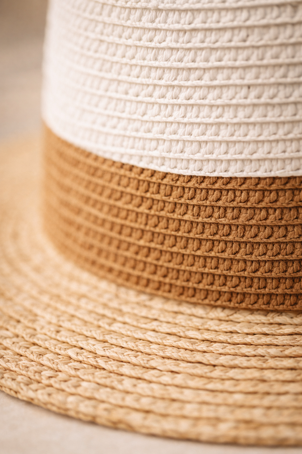 Boater Sun Hat – Natural / White / Brown