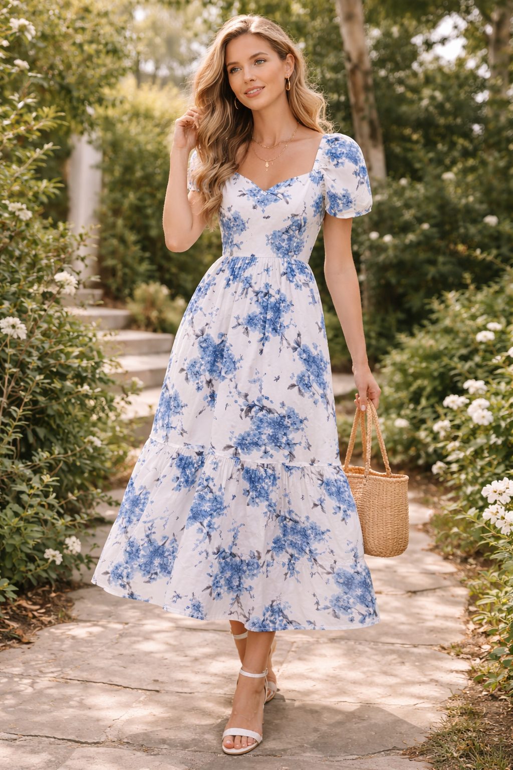 Blue Blossom Midi Dress | S