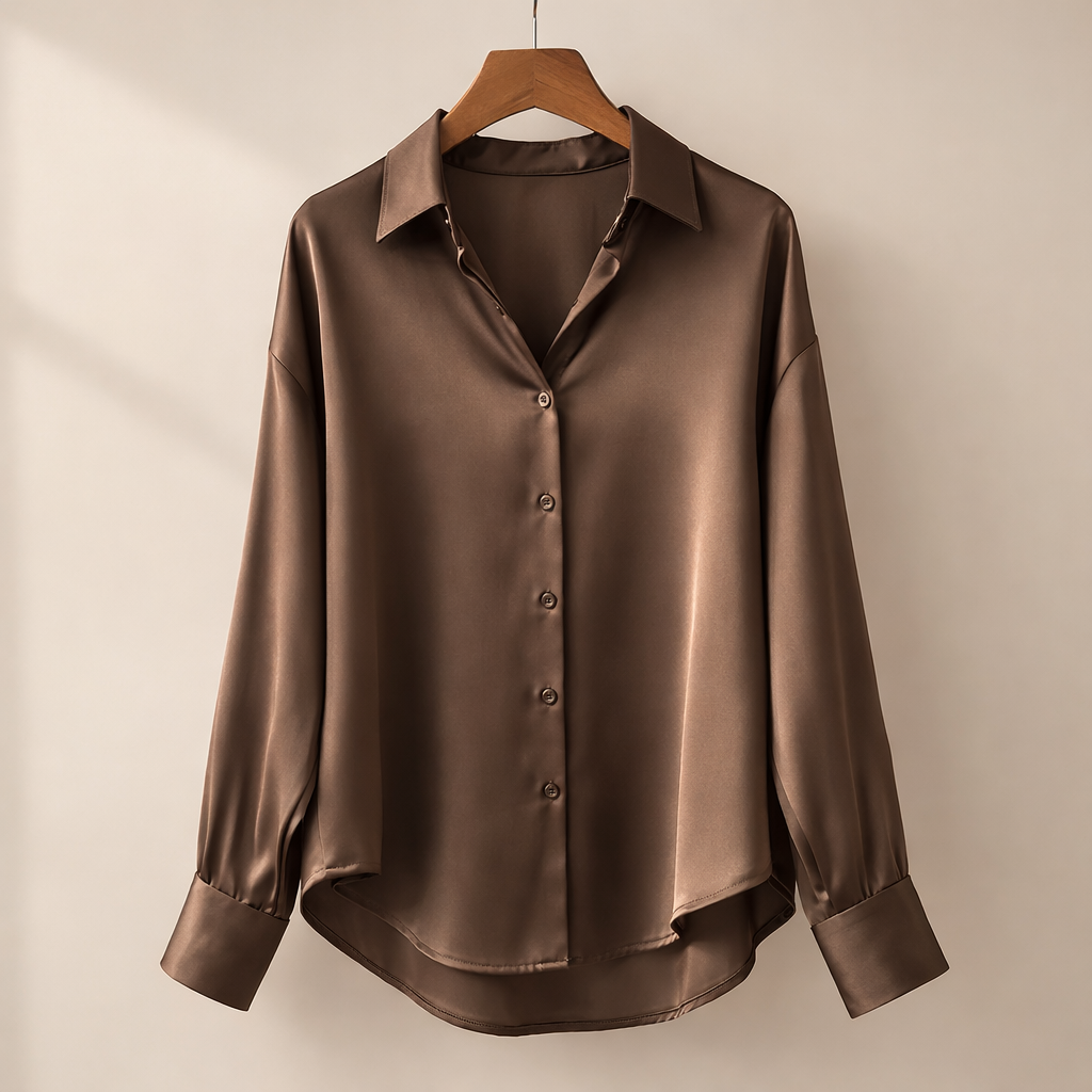 Elegant Satiini Paita – Coffee