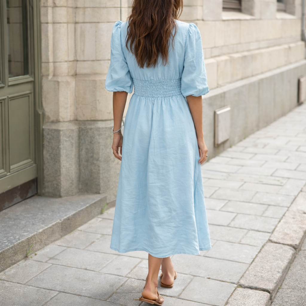 Sky Blue Summer Midi Dress M