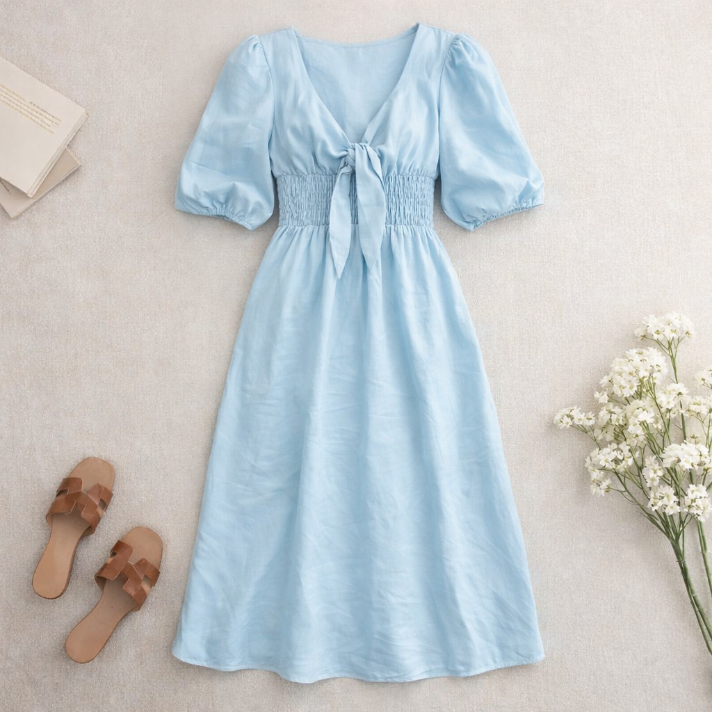 Sky Blue Summer Midi Dress M