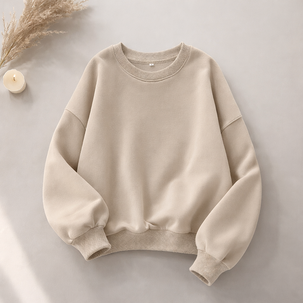 Beige Oversize Collegepaita L