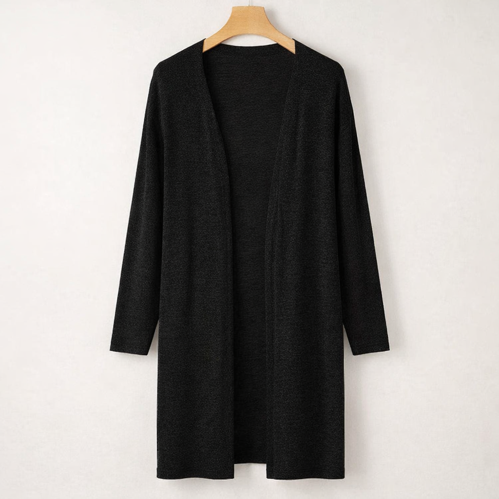 Musta Pitkä Neuletakki M