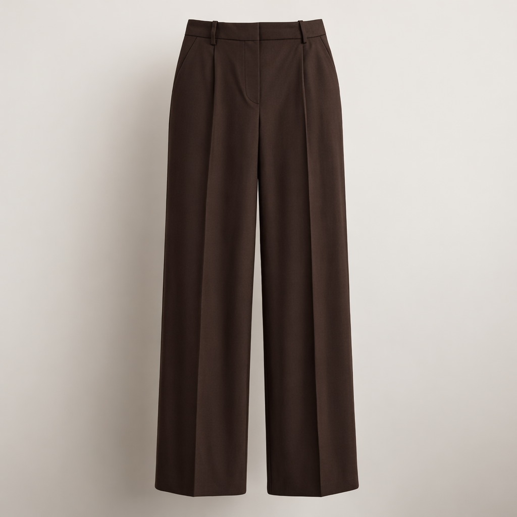 Elegant Wide Leg Trousers – Chocolate Brown