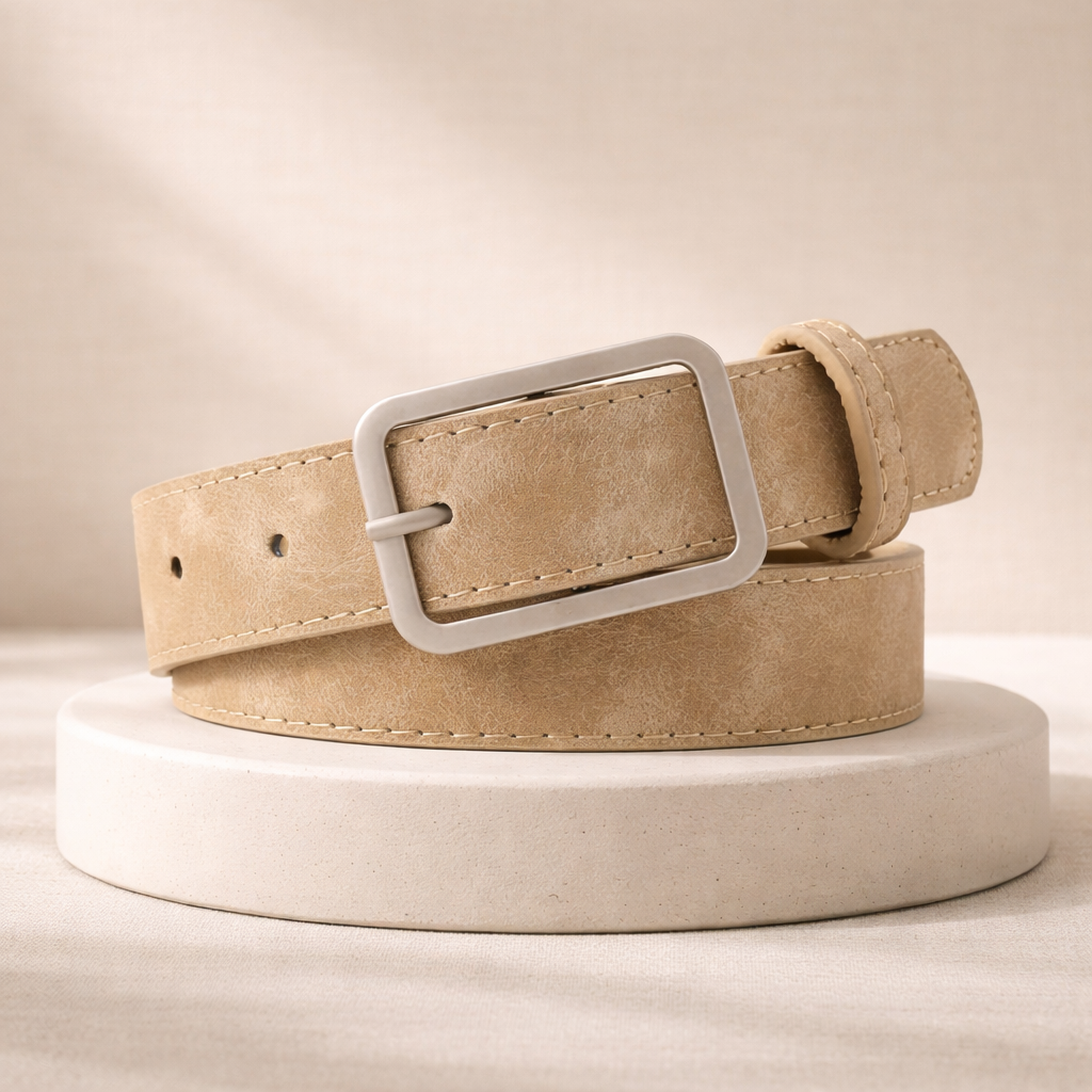 Minimal Square Belt – Beige