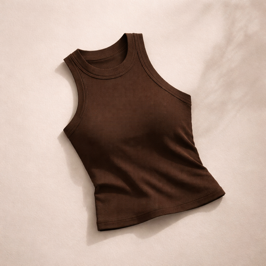 Ribbed Sculpt Tank Top – Chocolate Brown