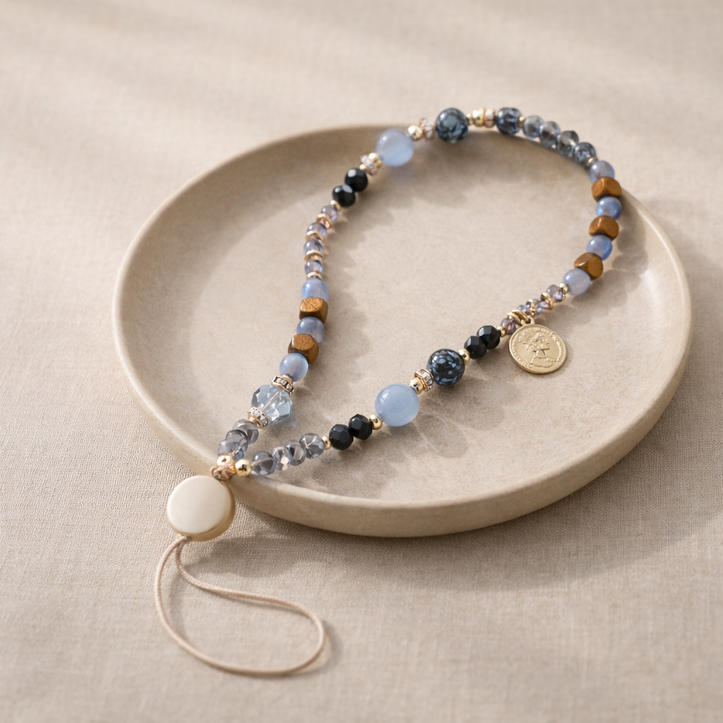 Nordic Charm Phone Strap – Blue Grey