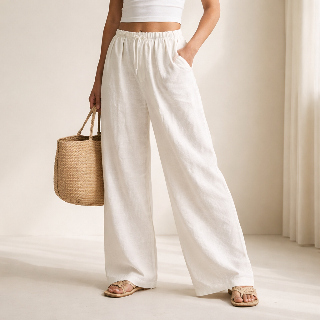 Soft Linen Wide Pants – luonnonvalkoinen