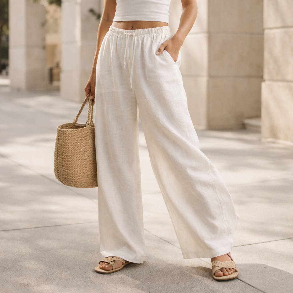 Soft Linen Wide Pants – luonnonvalkoinen