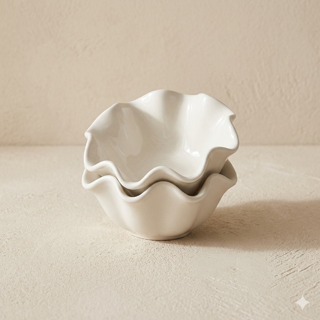 Aalto-keramiikkakulho, 2 kpl setti – Valkoinen
