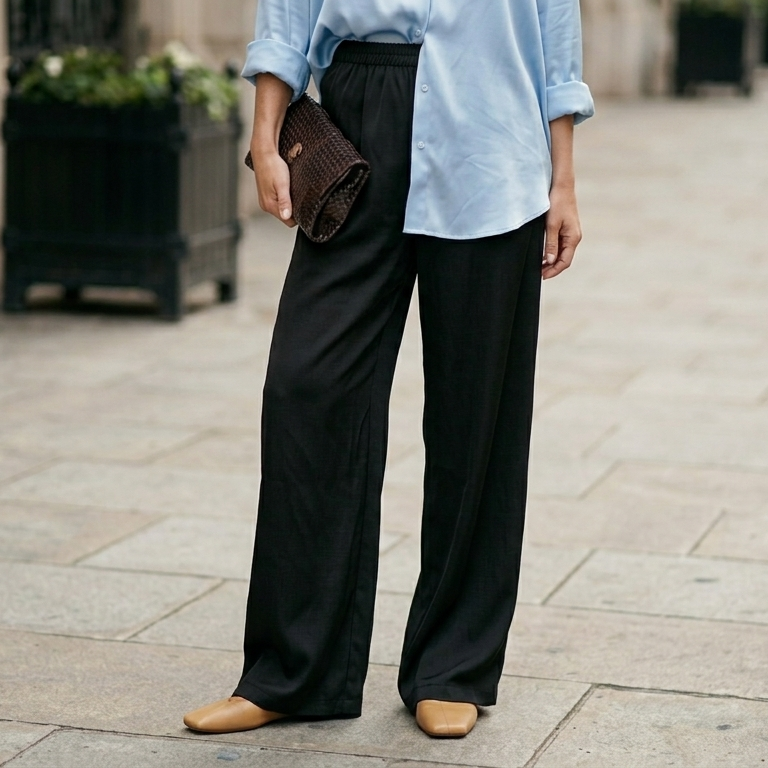 Soft Flow satin housut (musta)