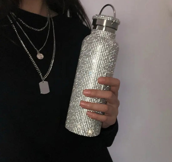 Termosmuki pillillä - bling hopea 500ml