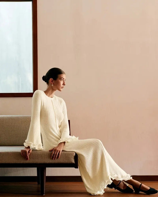 Vanilla Wave Knit Dress