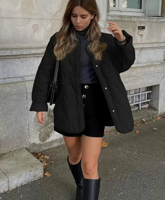Quilted Oversize Jacket – Black