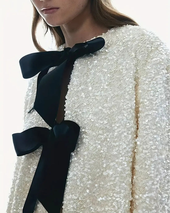 Pearl Elegance Sequin paljettijakku white