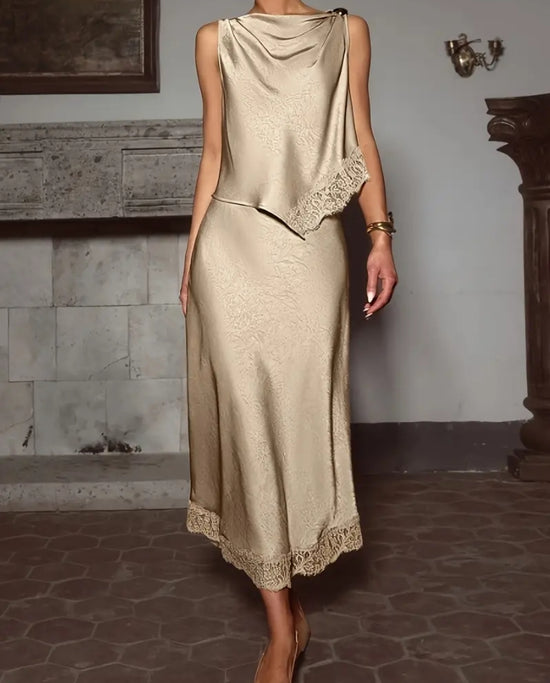 Golden Hour Lace Satin Set