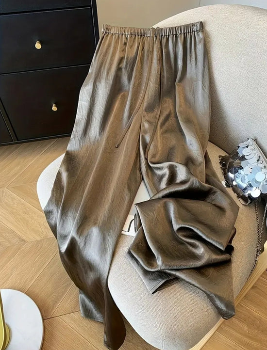 Satin Lounge Pants – pronssinhohtoiset satiinihousut