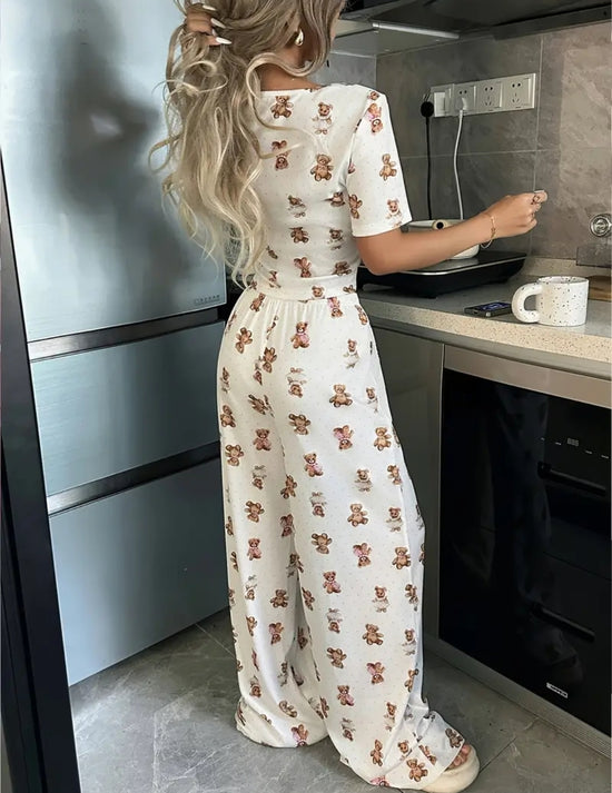 🧸 Teddy Dreams Lounge Set – nallekuvioinen oloasu