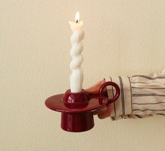 Vintage Loop – Viininpunainen Keraaminen Kynttilänjalka