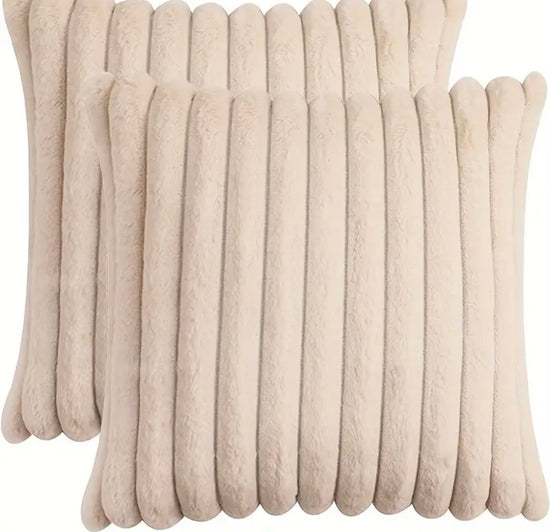 CozyRib Plüsch-Kissenbezüge – Pehmeät ribbityynyliina vaalea 2kpl