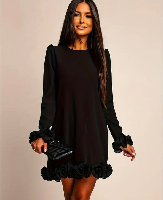 Midnight Rose Ruffle Dress